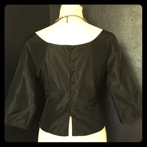 Mad Men 1950s style black back button blouse